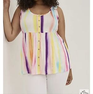 🆕️ 1X RAINBOW STRIPED  BABYDOLL TANK - SUPER SOFT